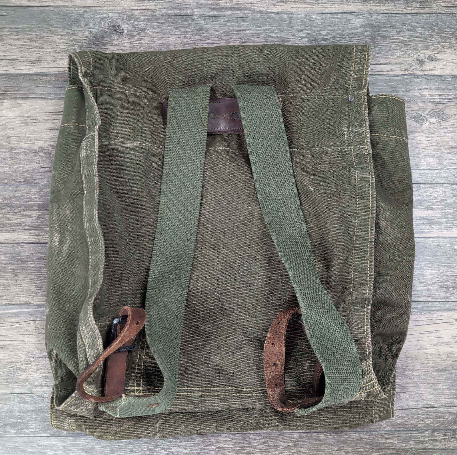 Vtg USFS Forest Service Olive Drab Canvas Leather Shoulder Bag Backpack Rucksack
