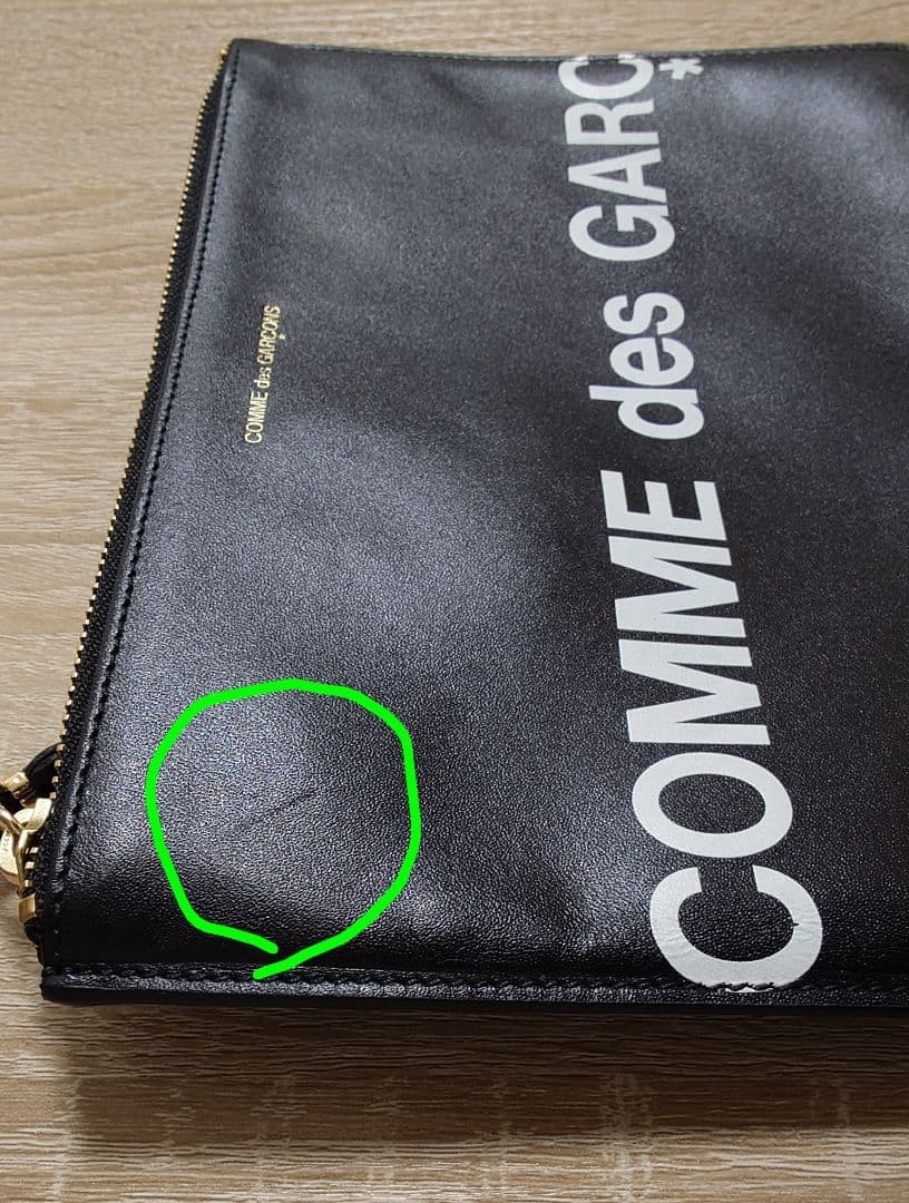 COMME des GARCONS CDG Logo Clutch Bag Black Leather Made in Spain
