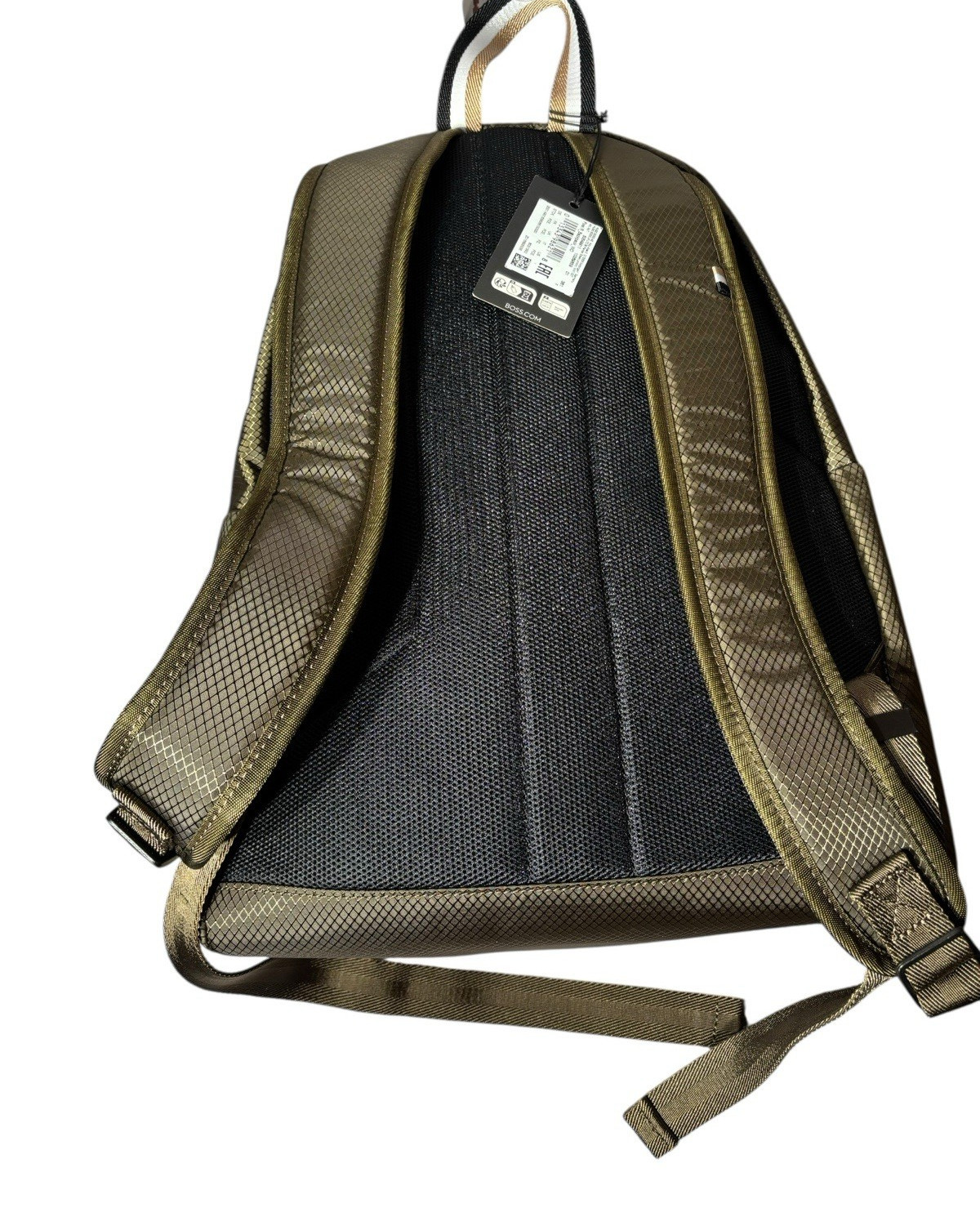 Hugo Boss Pixel R Backpack Tonal Logo Olive Brown Recycled Fabric NWT