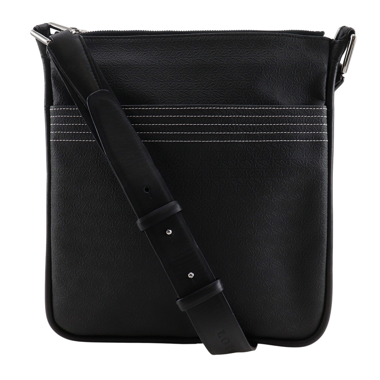 LOEWE Repeat anagram Shoulder Bag black PVC mens