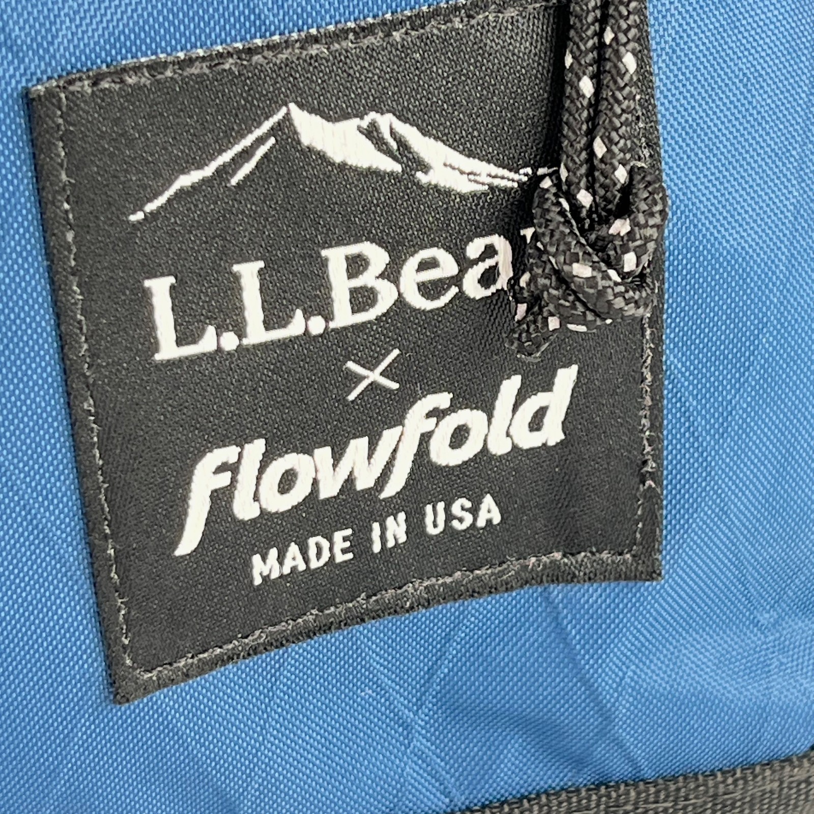 LL Bean X Flowfold Backpack Center Zip Lightweight Recycled Polyester Navy White