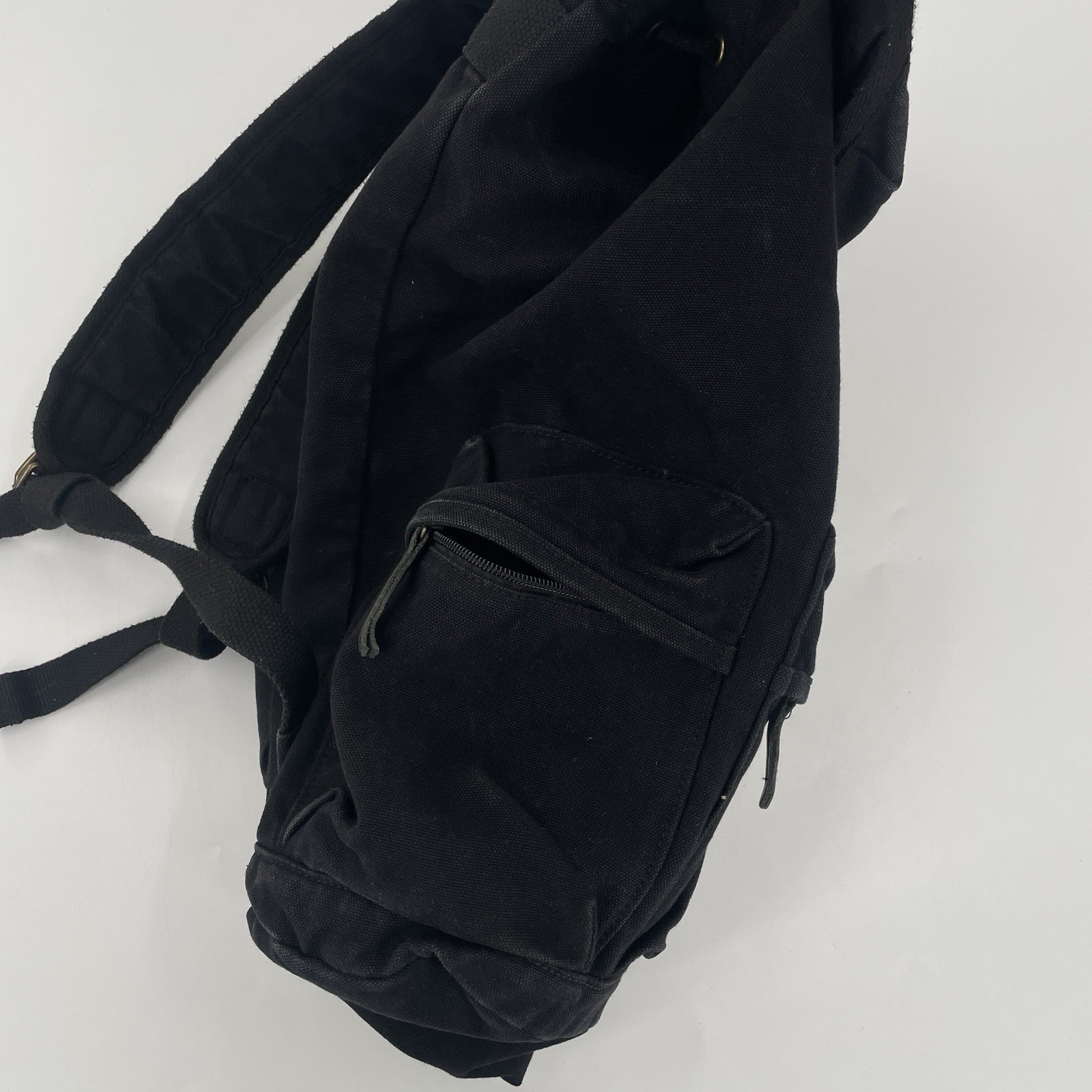 Gootium Black Thick Canvas Rucksack Backpack – Drawstring / Buckle Closure