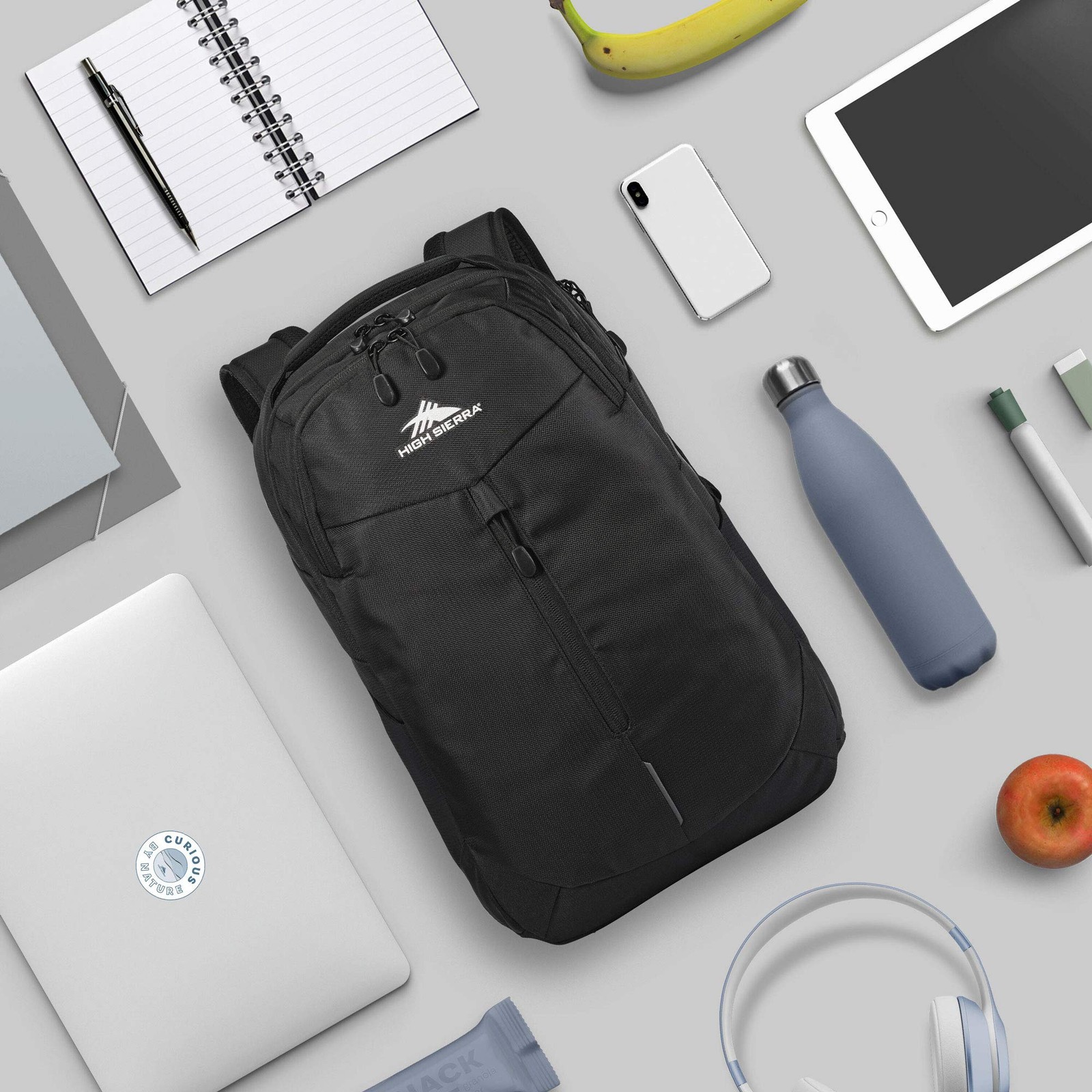 Swerve Backpack with Laptop Pocket + Sleeve, Fits most 17” Laptops, 27L, Black