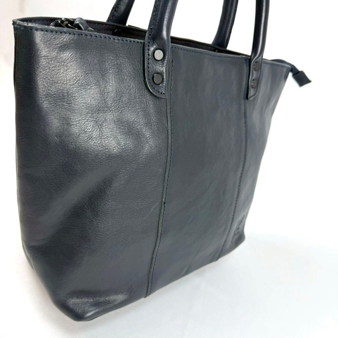 Authentic Harvest Label Leather Tote Bag 27.5cm x 40cm x 14cm Black Unused