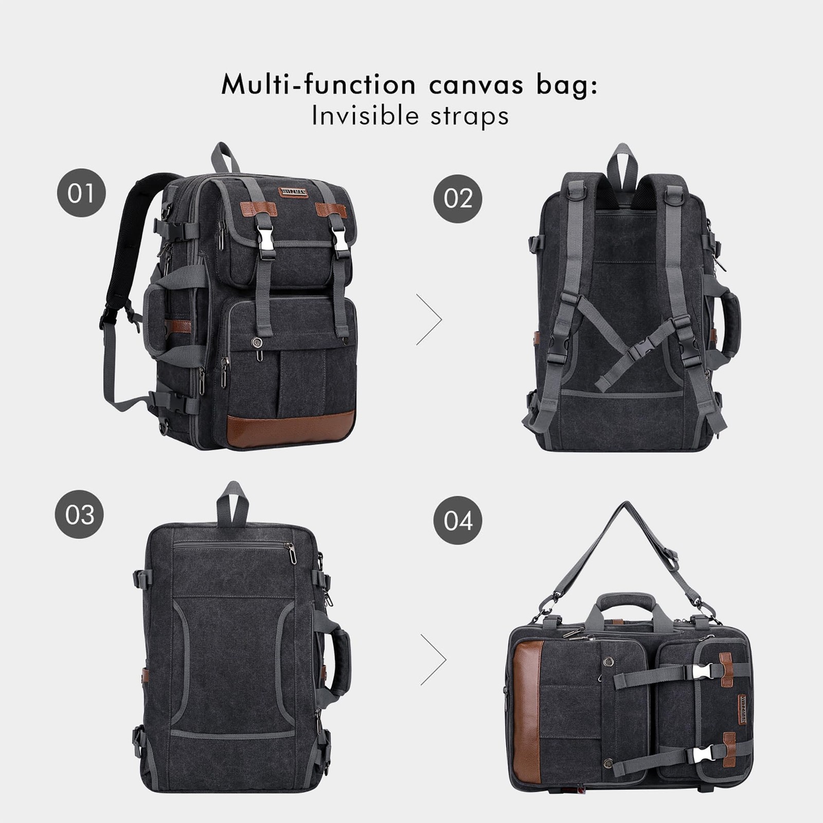 Canvas Travel Backpack for Men Large Laptop Backpack Fit 16 inch Carry-on Air…
