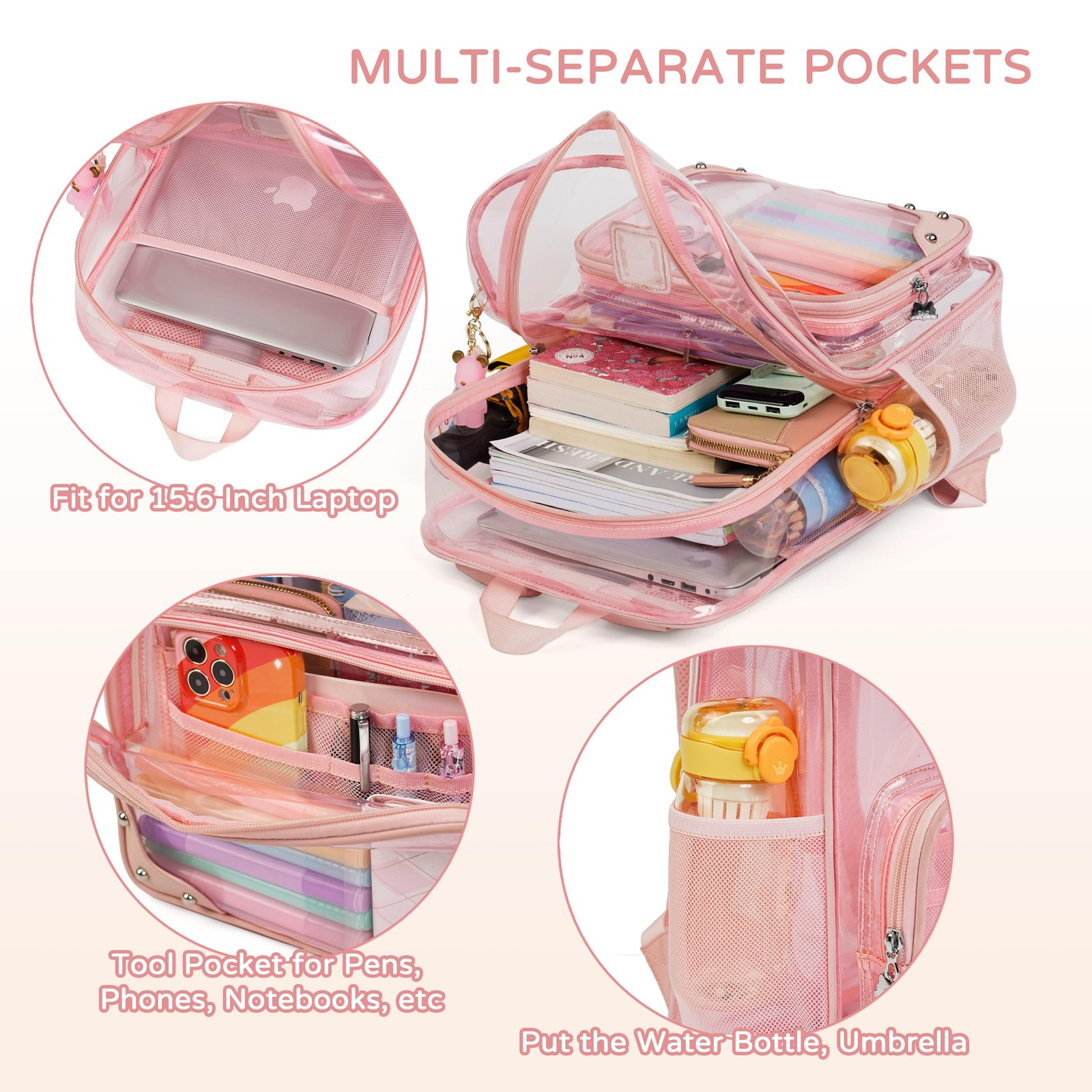 Clear Backpack 11.8×5.5×16.5 Inch Heavy Duty Transparent Laptop Bag – Stadium