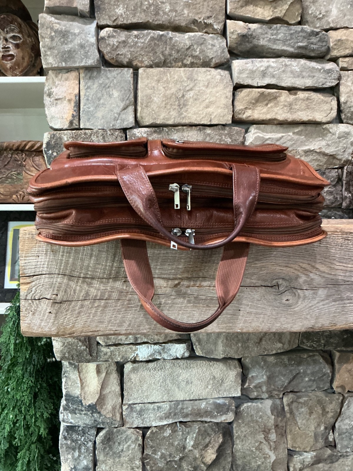 WILSON LEATHER Brown Genuine Leather Briefcase Travel Bag Laptop Expanding VG ❤️