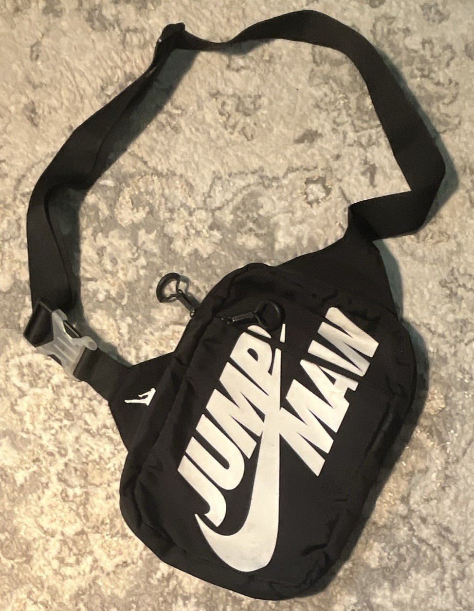 Jordan Jumpman Black/White Crossbody Bag, Logo Pattern, Zip, Adjustable Strap