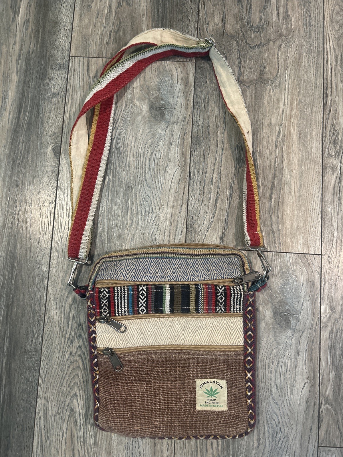 Himalayan Hemp THC Free Multi Color Small Handmade Crossbody 5 Pockets