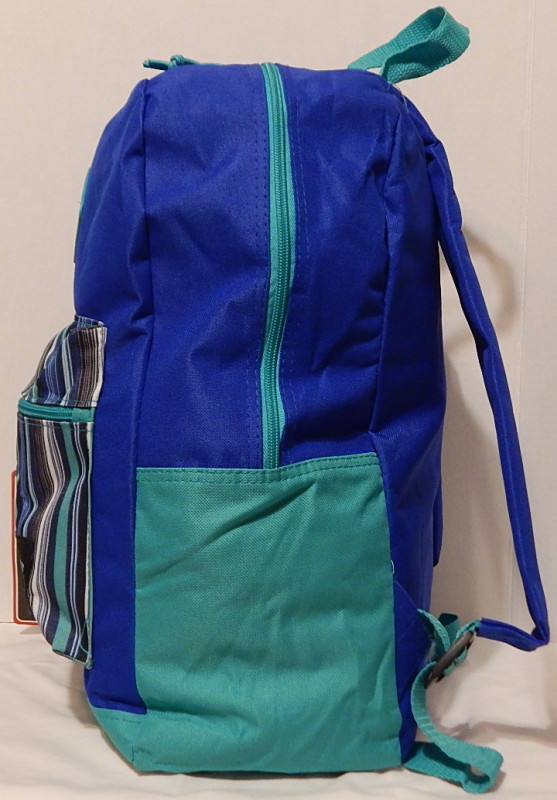 Backpack Basic Style Multi Stripe Design Blue Turquoise Trim 17 x 5 x 12