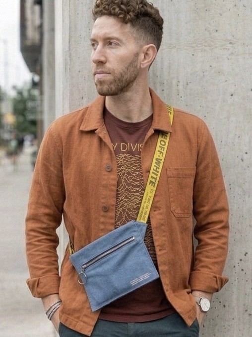 Authentic Off-White Virgil Abloh SS19 Blue Twill Messenger Bag OMNA066S19C31001