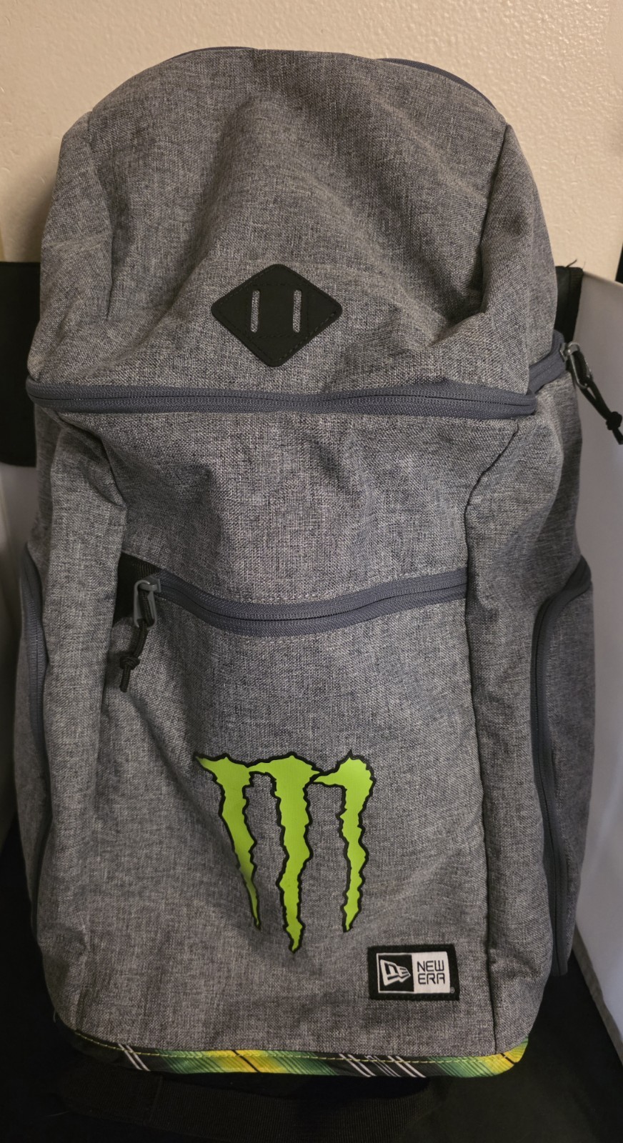 New Era Monster Energy Backpack Gray Claw Logo Laptop Bag Travel Athlete