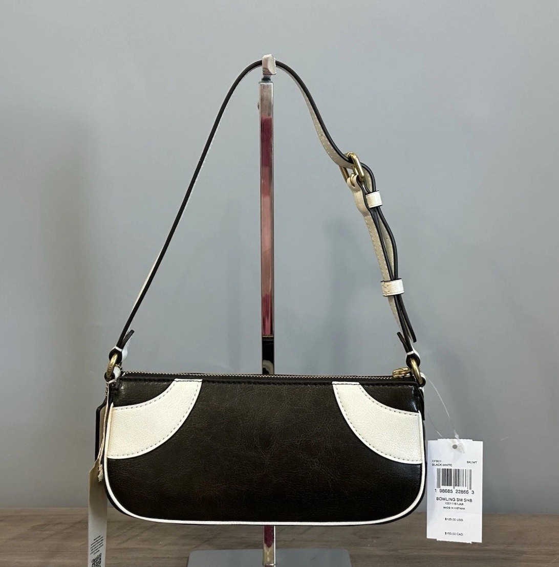 Coach Coachtopia Bowling Small Shoulder Bag Upcrafted Leather/Black/White CFB01