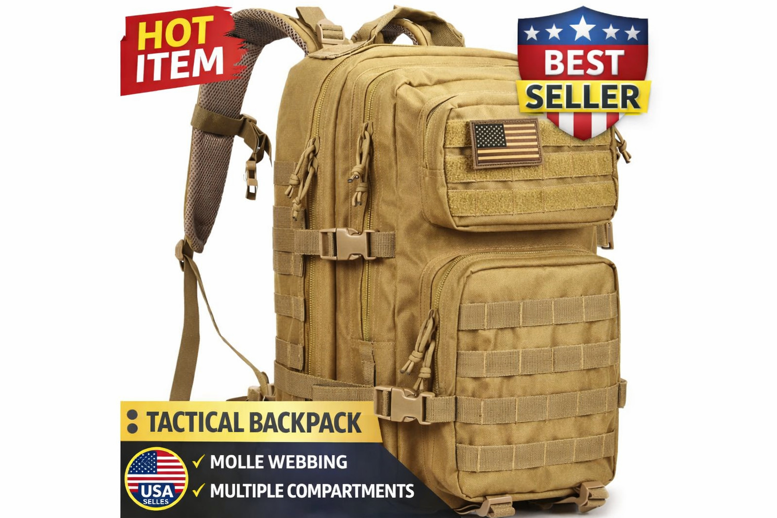 Military Tactical Backpack Army 3 Day Assault Pack Molle Bag Rucksack