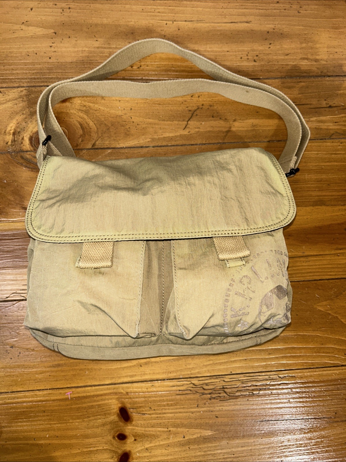 KIPLING Crossbody Beige Canvas Shoulder Sling Bag Adjustable Strap