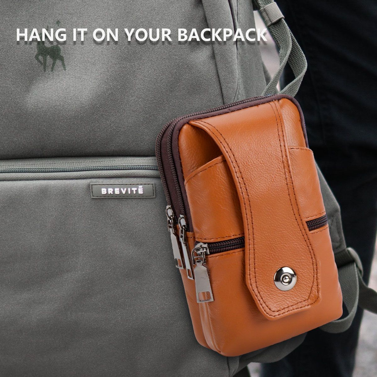 Men Leather Phone Pouch Belt Bag Shoulder Fashion Crossbody Waist Pack Handbag