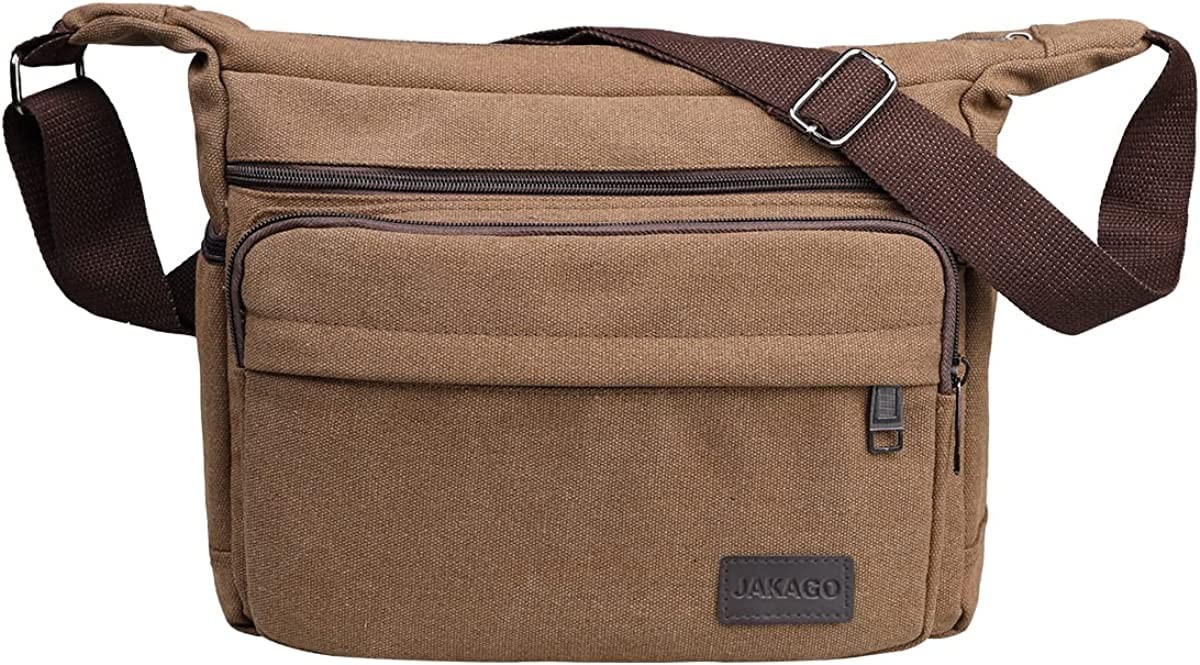 Canvas Messenger Bag Multi Pockets Shoulder Bag for Men Women Casual Cross bo…