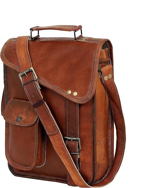 Men’s Leather Satchel Crossbody Real Leather Messenger Shoulder Sling Bag Unisex