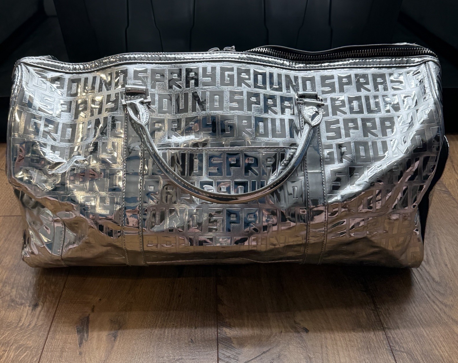 Sprayground Limited Edition Future Titan Metallic Silver Duffle Bag RARE