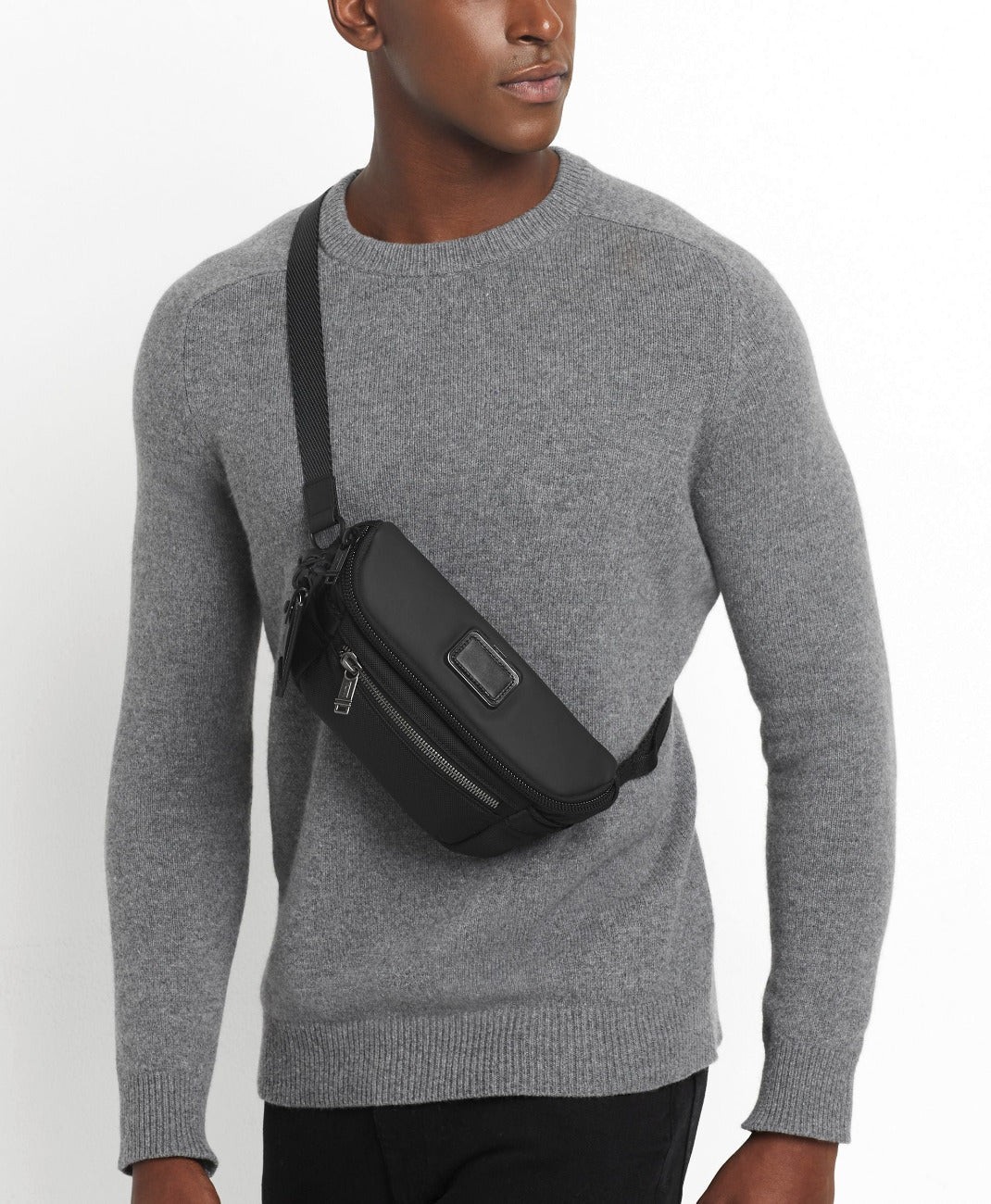 NEW TUMI Alpha Bravo Classified Waist Pack Black Ballistic Nylon Belt Bag Men