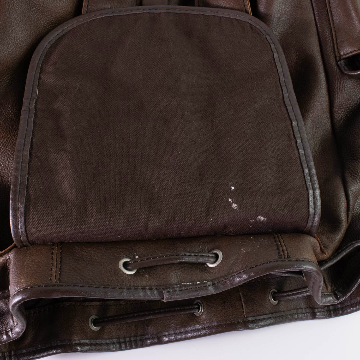 Genuine Cowhide Leather Backpack Brown Drawstring Rucksack Multi Pocket