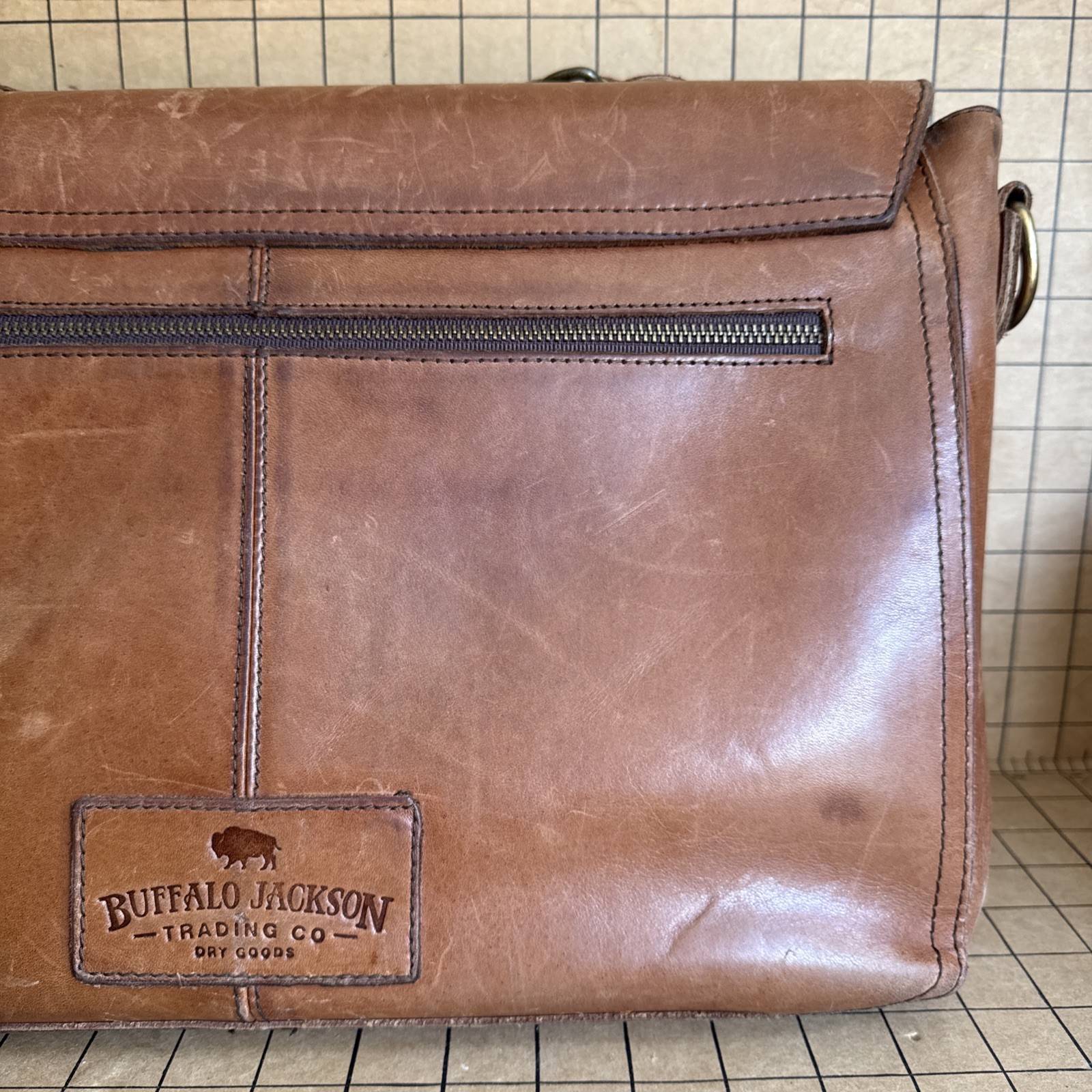 Buffalo Jackson Trading Co. Leather Laptop Messenger Briefcase Bag w/Strap