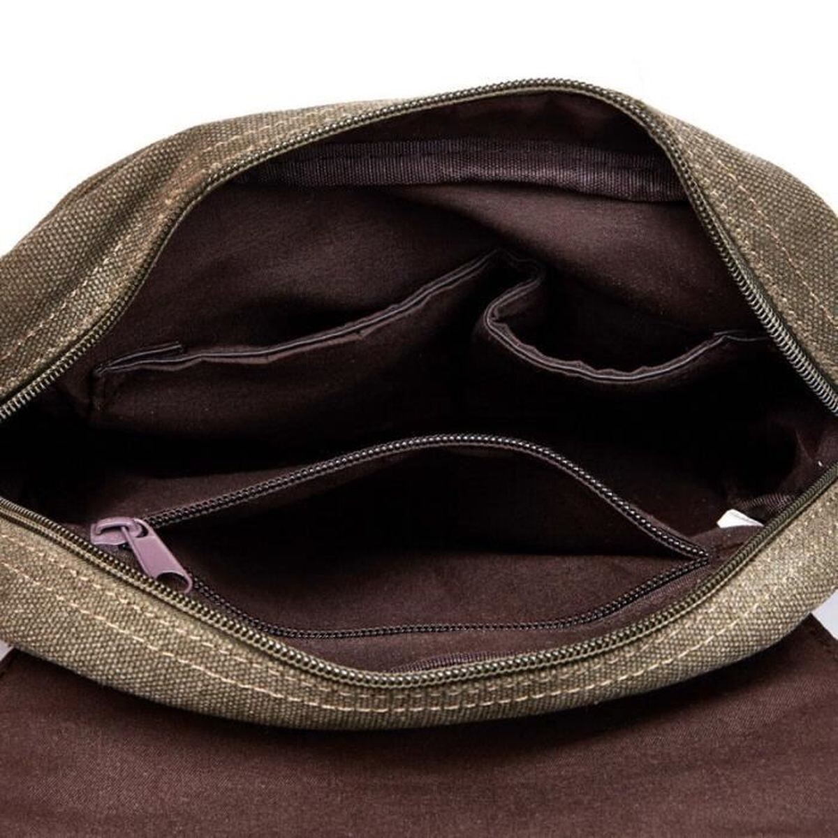 Vintage Men’s Solid Color Coffee Canvas Crossbody Bag 30x22x6.5cm