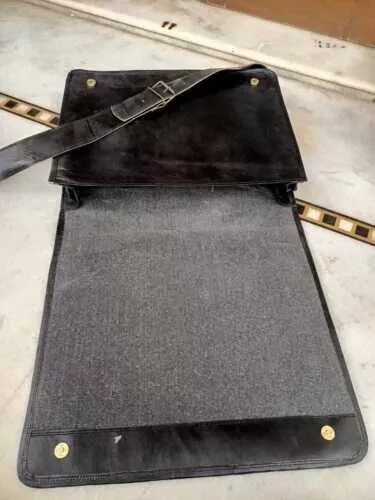 New Men’s Vintage Genuine Leather Laptop Messenger Bag Handmade Black Briefcase