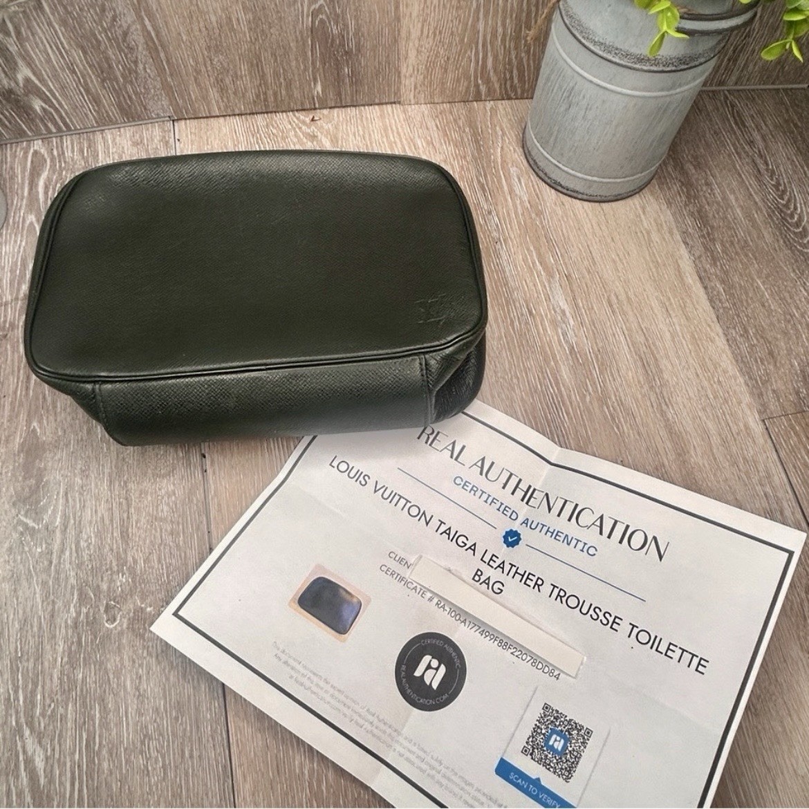 Louis Vuitton Taiga Leather Toiletry Pouch –Authentic, Made in Spain w/COA