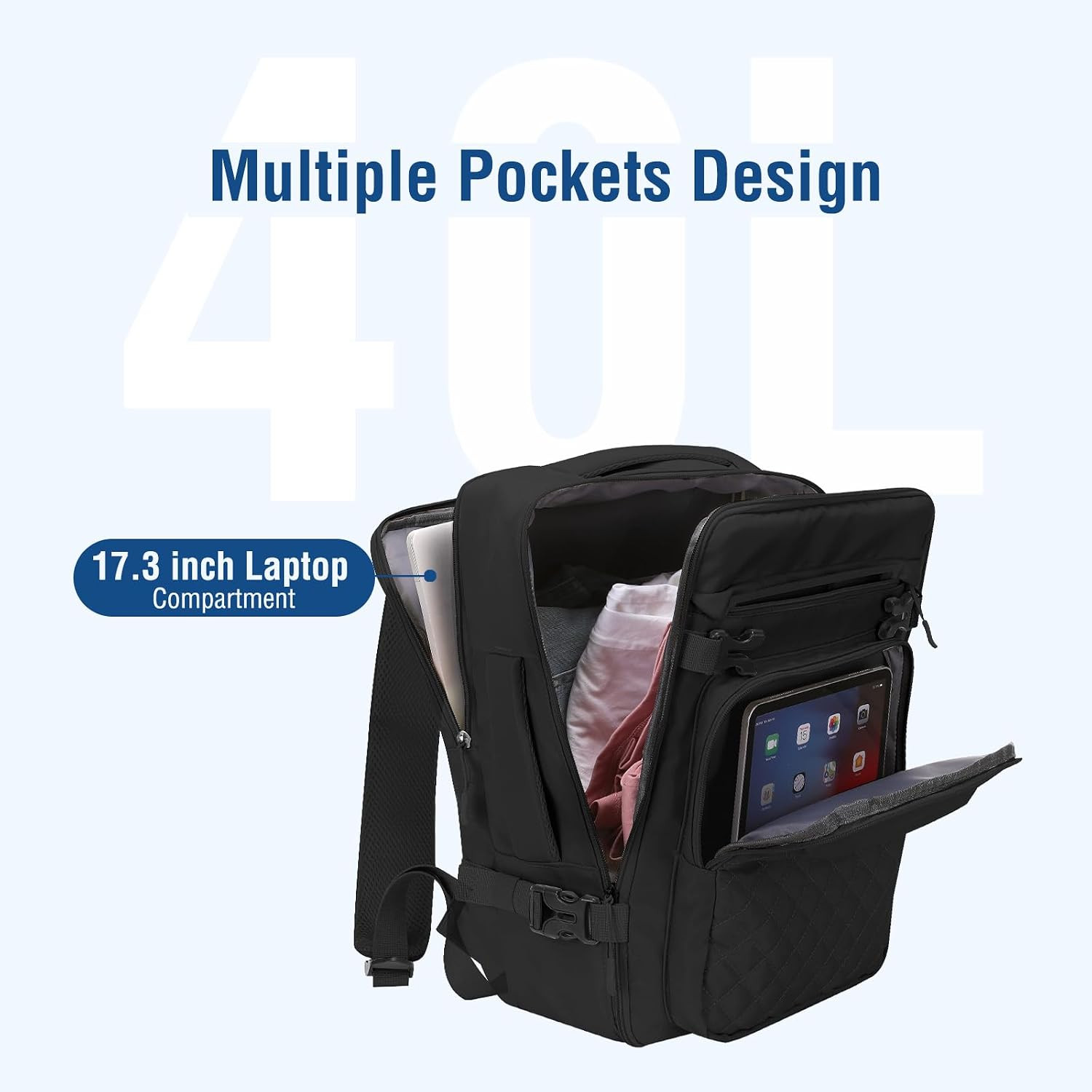 Travel Backpack for Women Men, 17-17.3 Inch Rhombus Quilted Laptop Backpack Flig