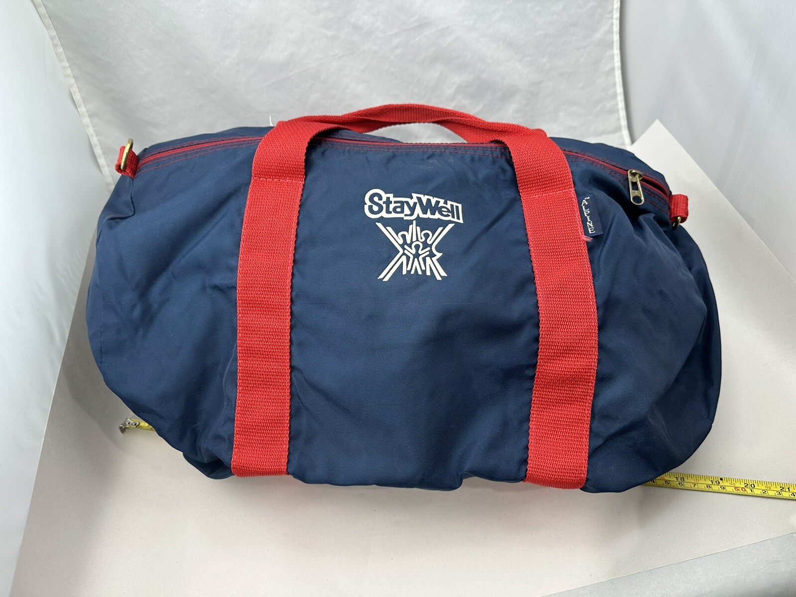 Vintage Alpine USA American Gear Blue/Red Duffle Bag- Stay Well Logo -Nylon