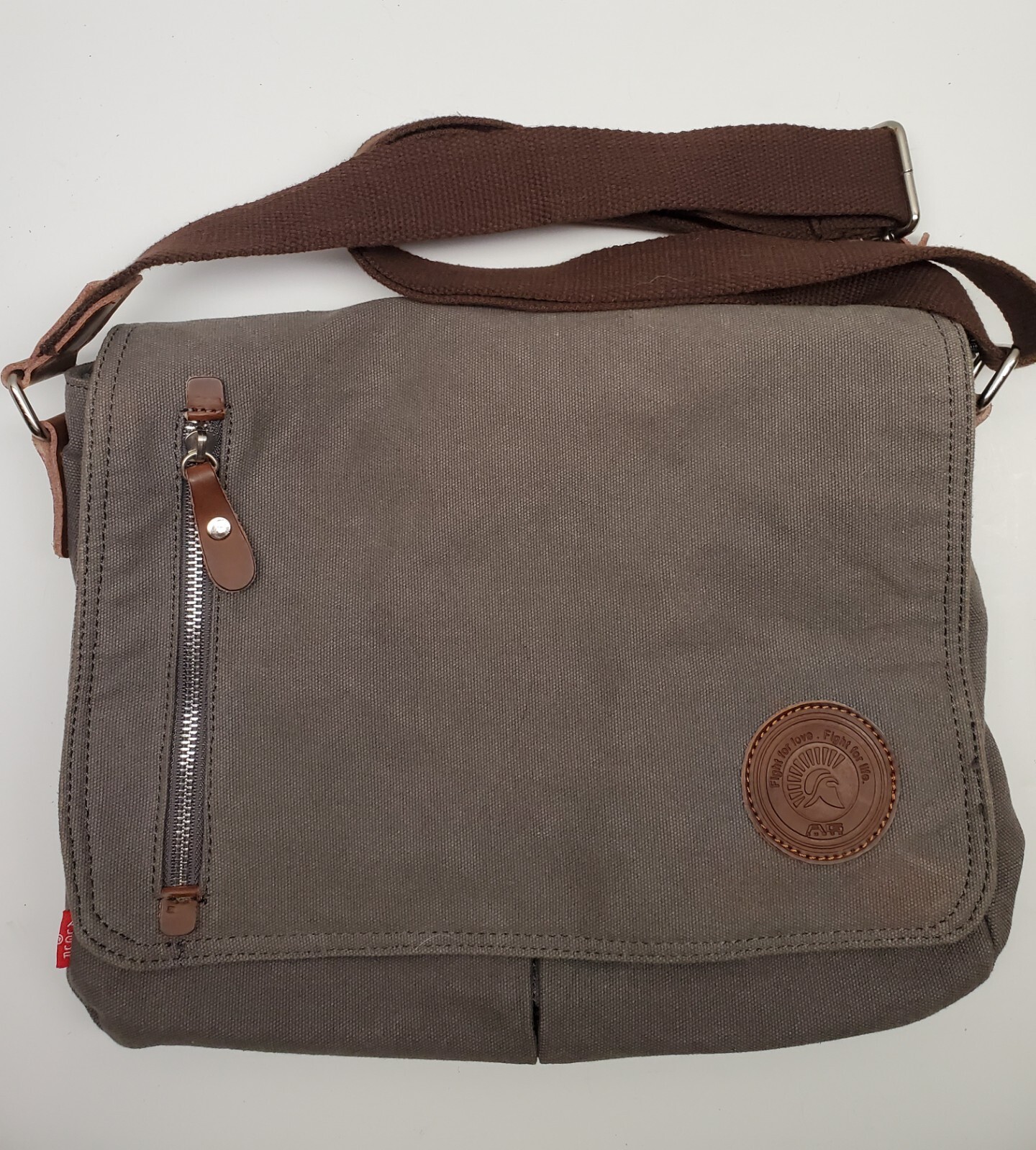 Augur Strauss And CO Messenger Mens Bag Distressed Brown/Gray Messenger Bag LG