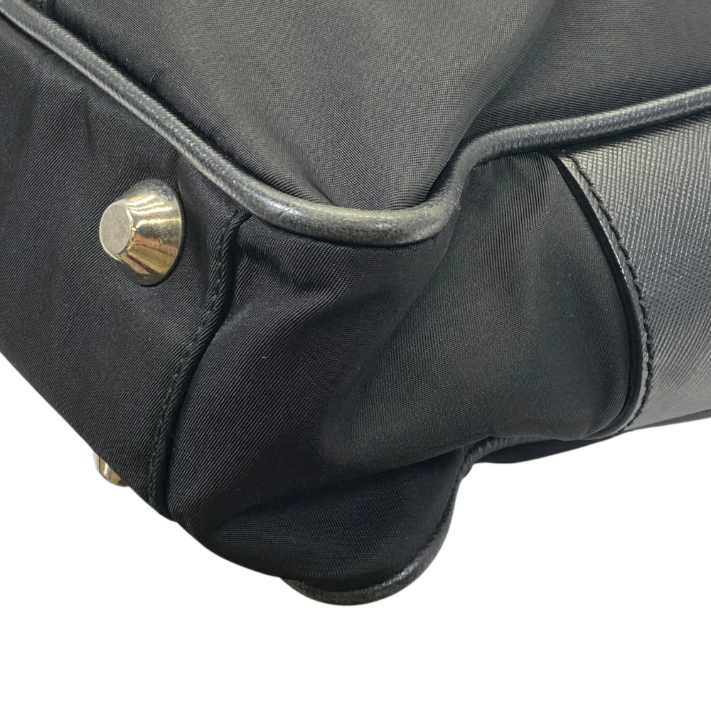 PRADA Briefcase Business Bag Nylon Saffiano Leather Triangle Logo Nero Black