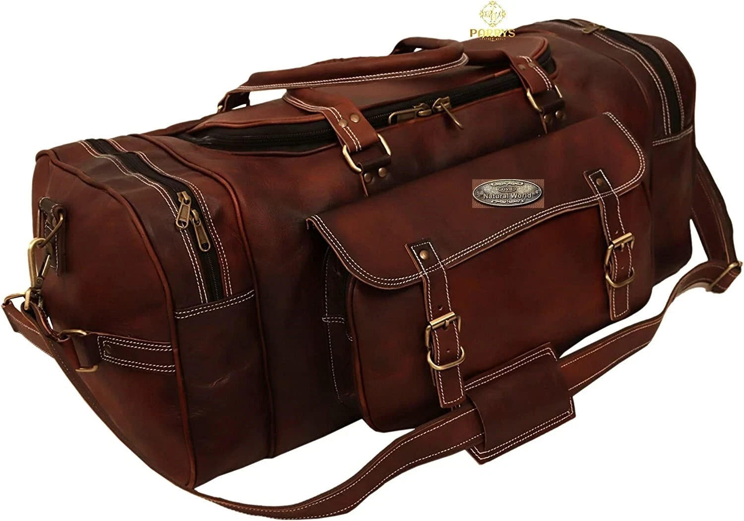 Bag Leather Duffle Travel Men Luggage Gym Vintage Genuine Weekend Overnight New