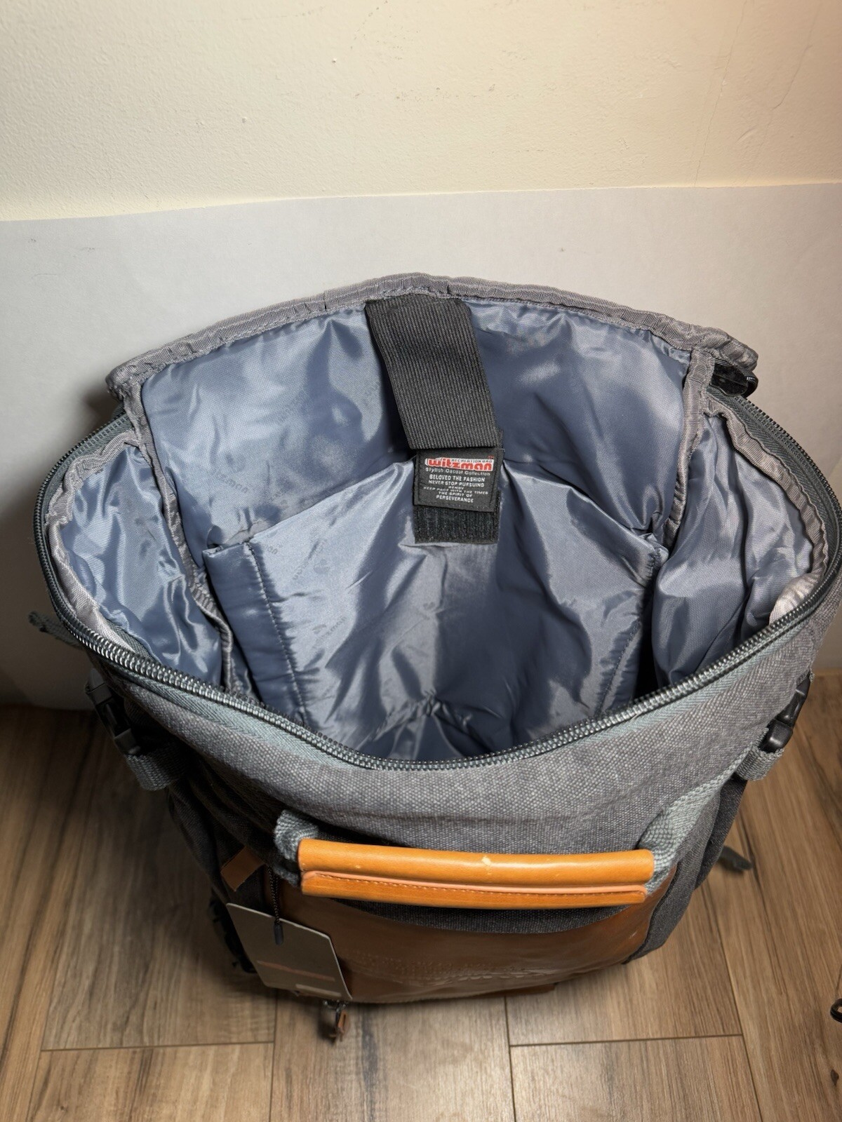 NEW WITZMAN Men Travel Backpack Charcoal Canvas Rucksack Computer Duffel Bag