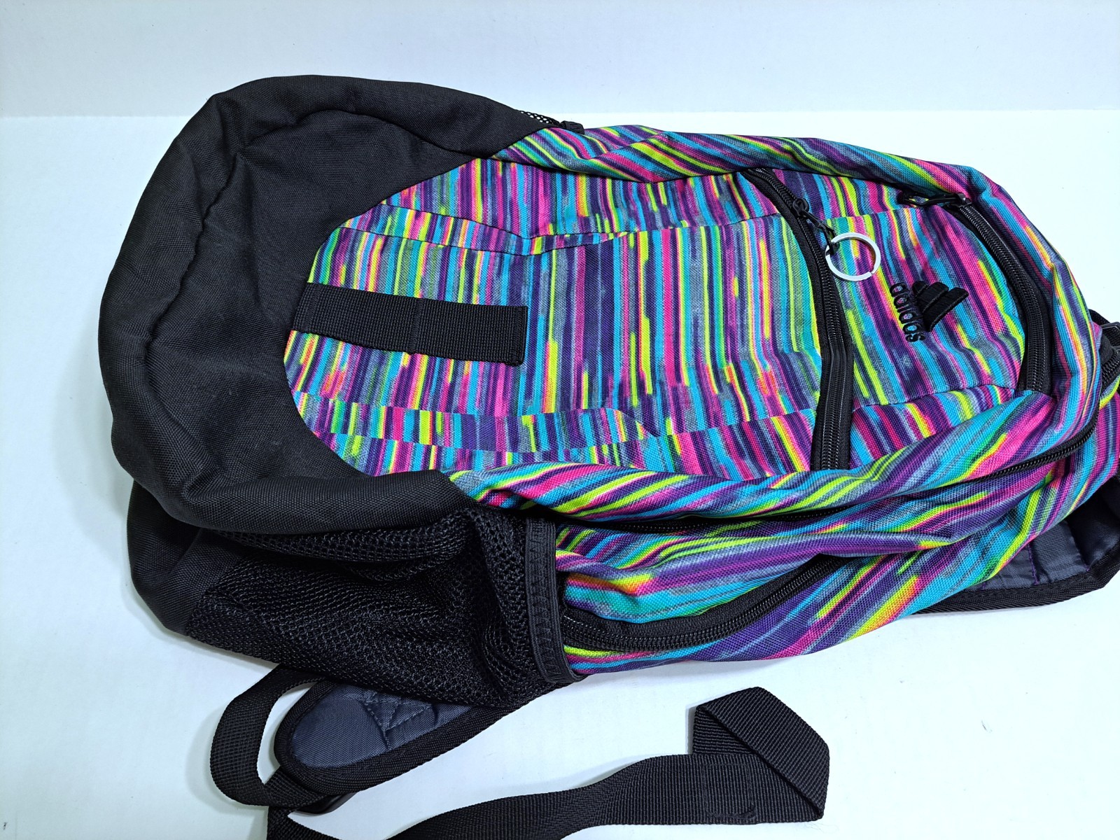 Adidas Rainbow School Backpack Striped Black Purple Pink Bag Multicolor