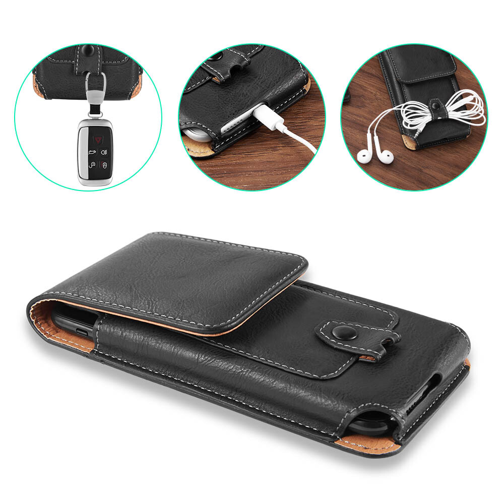 Cell Phone Case Pouch Holster w/ Belt Loop Metal Clip for Universal Smartphones