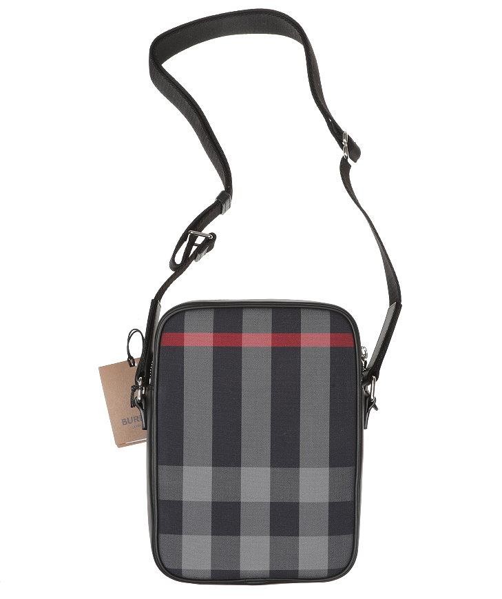 NEW BURBERRY MENS NAVY GRAY CHECK CROSS BODY BAG CROSSBODY