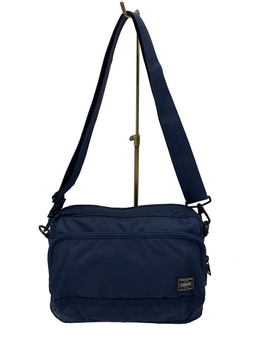 Authentic PORTER FLASH Shoulder Bag Nylon Navy 26cm x 18cm x 6.5cm Damage