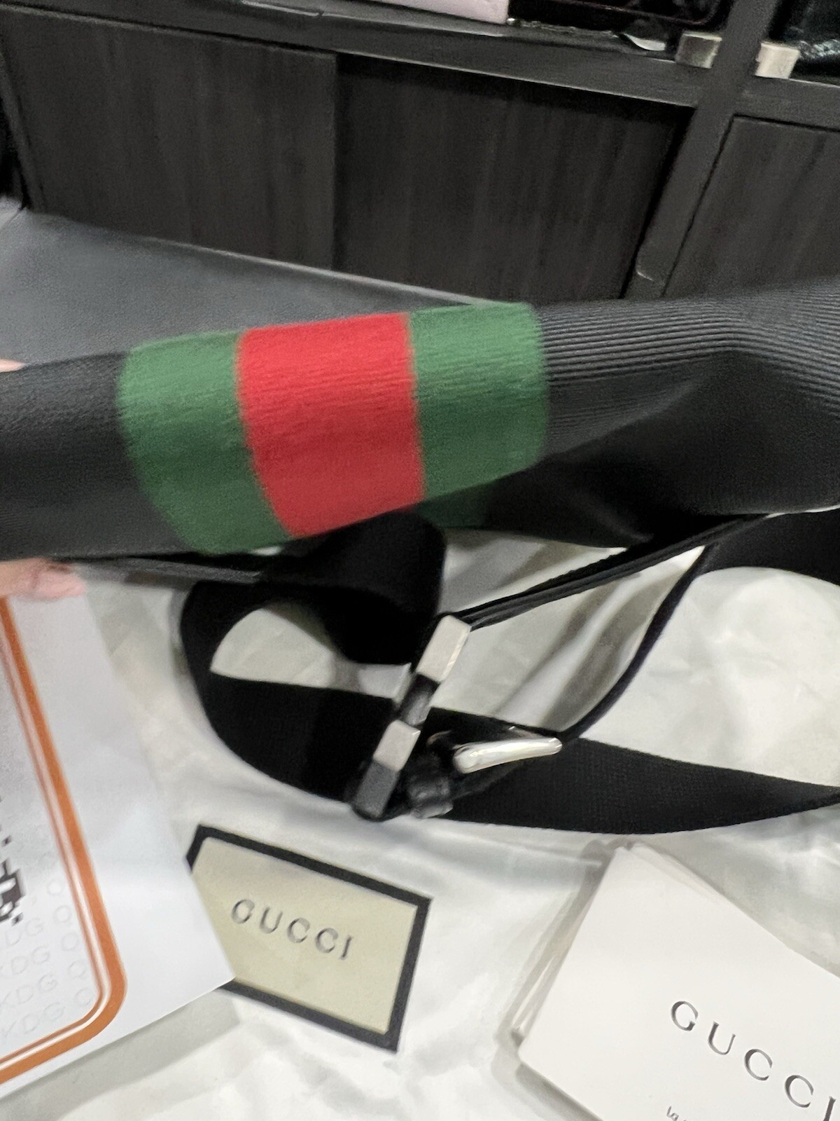 Gucci Techno Web Stripe Belt Bag W/Duster & Authenticity Retail $1400