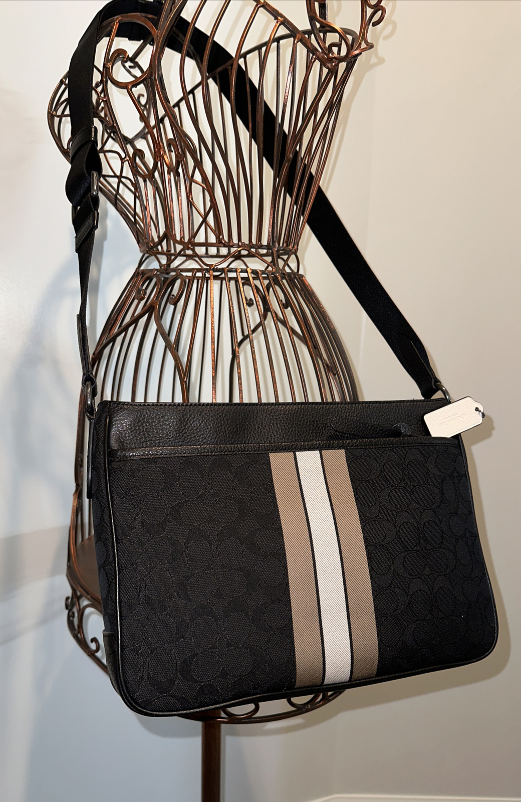 Coach Thompson Crossbody Bag C5291 Signature Jacquard Varsity Stripe Logo Purse
