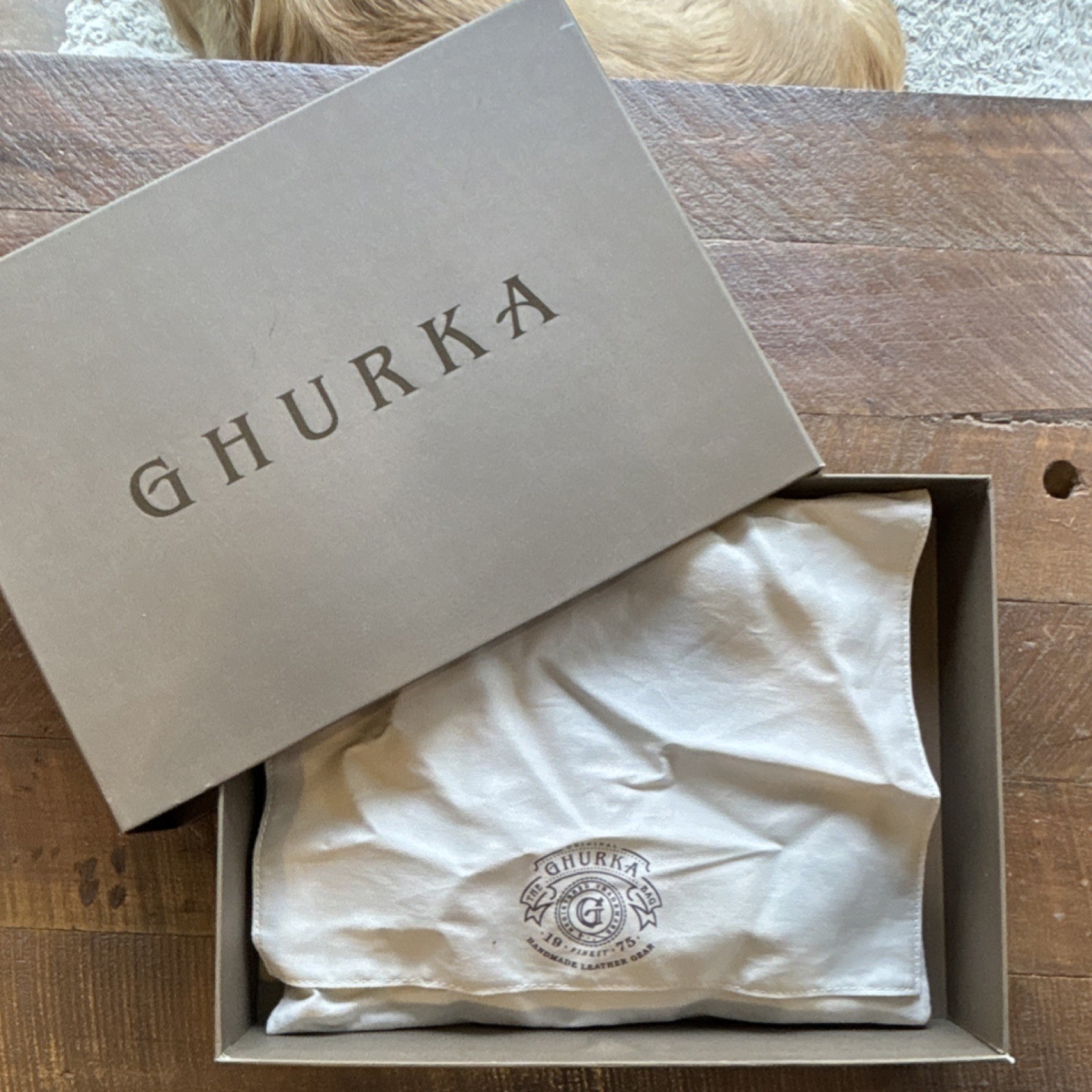 Ghurka Gray Leather Pouch Button Closure Solid Pattern