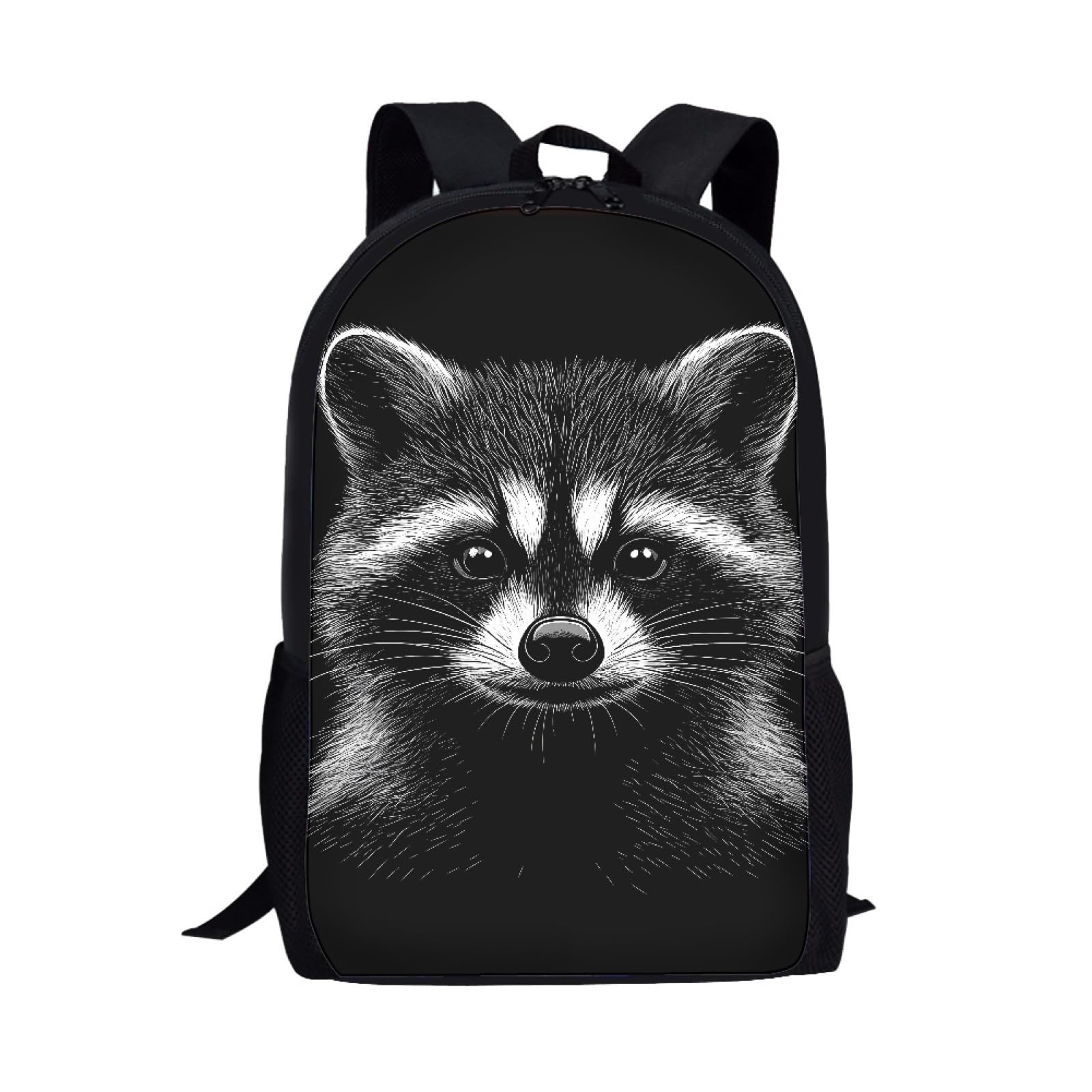 Animal Raccoon Print Schoolbag Lightweight Laptop Backpack Large 17 Inch