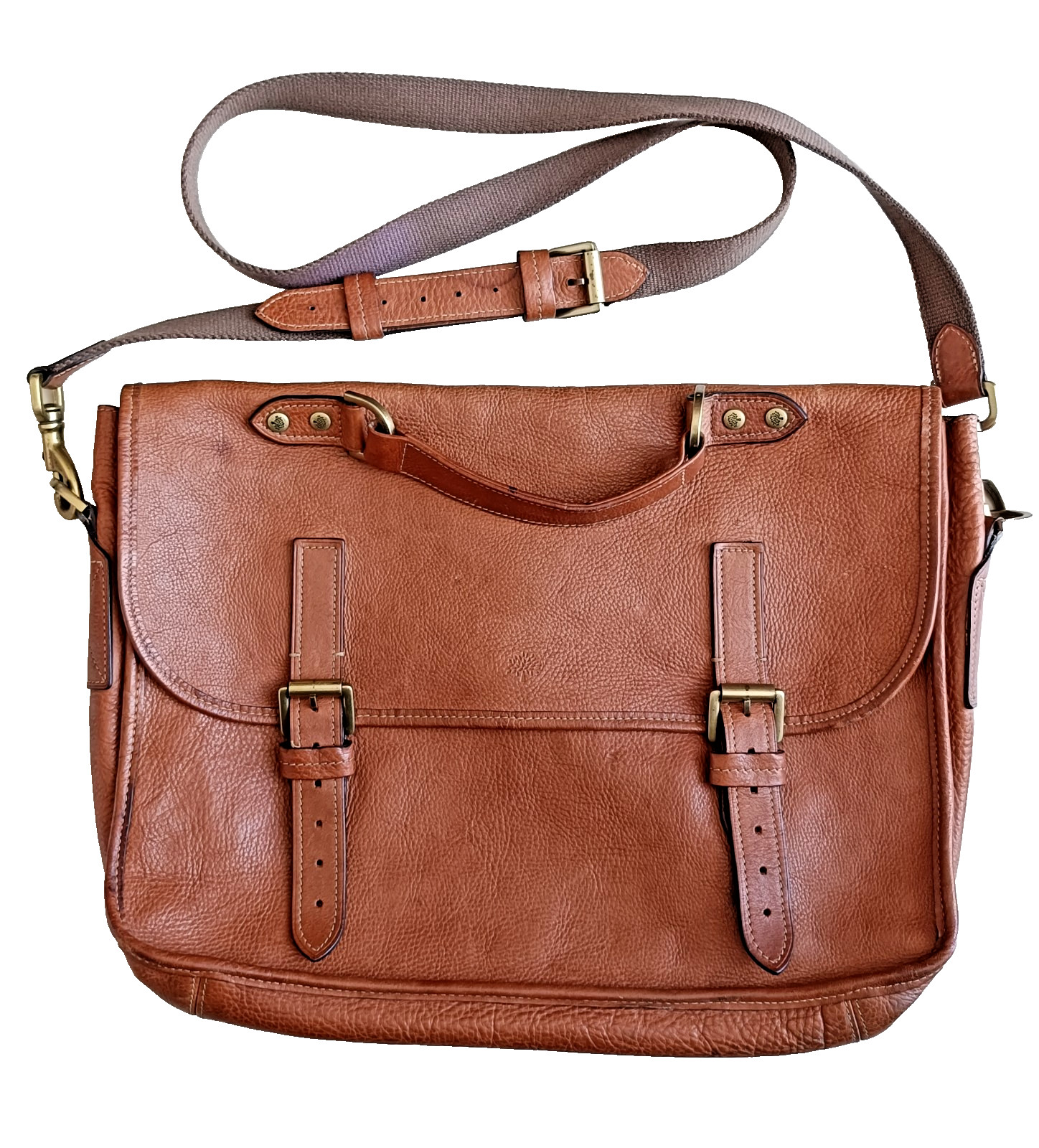 Authentic MULBERRY Messenger Sling Bag Genuine Leather Laptop Briefcase Vintage