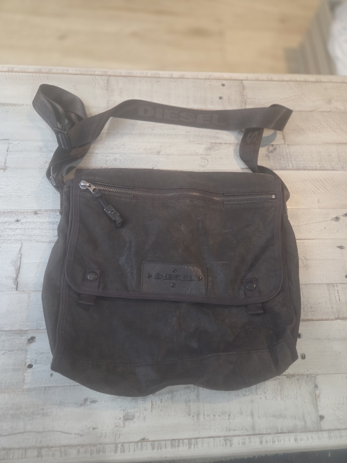 VINTAGE DIESEL MESSENGER BAG DISTRESSED BROWN CROSSBODY Y2K ARCHIVE UTILITY BAG