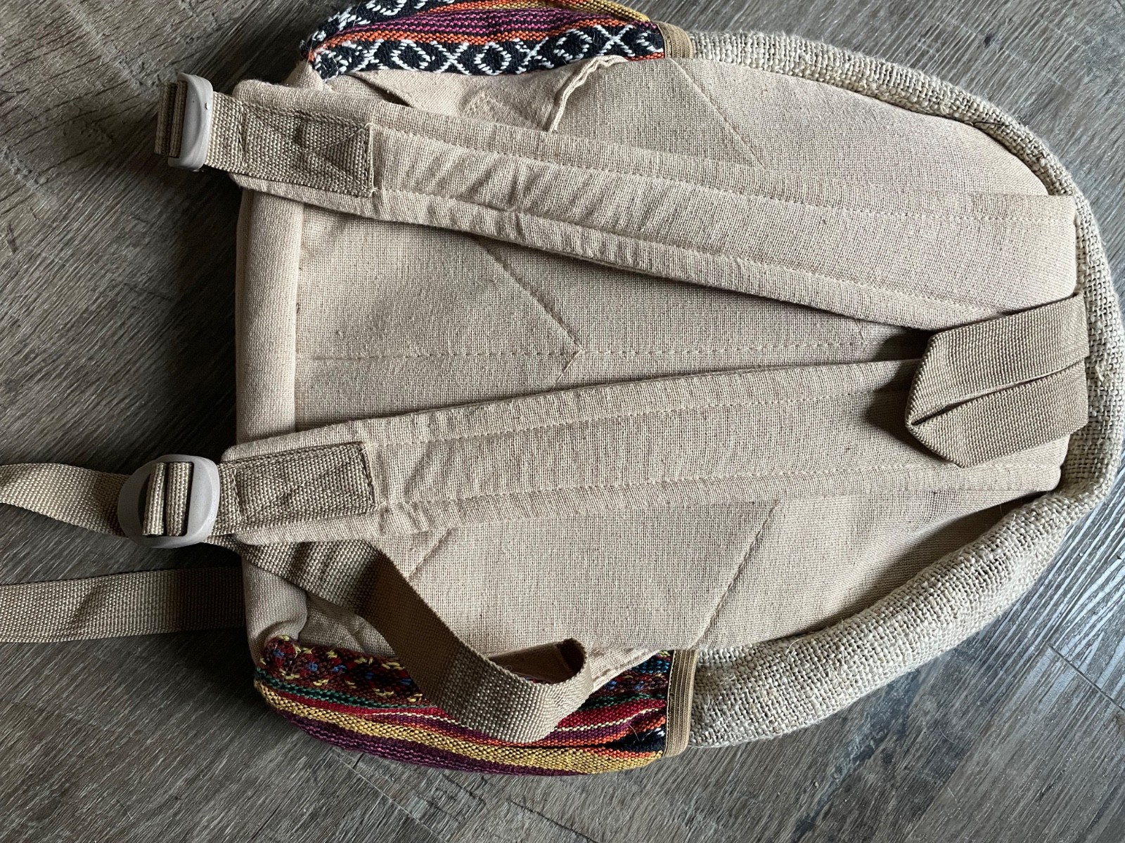 Himalayan Hemp THC Free boho multi color 13″ handmade backpack