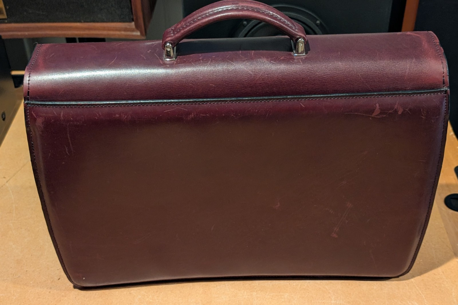 VTG Burgundy Leather Briefcase Jack Georges Originals Lockable w strap & key
