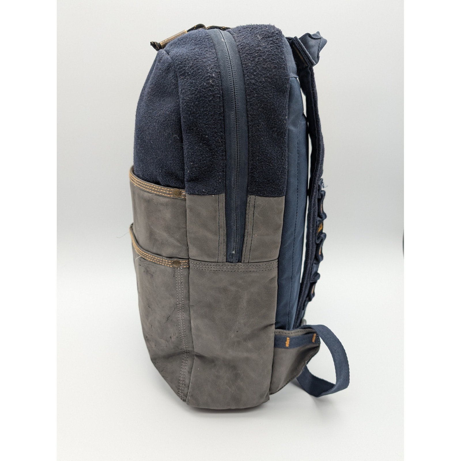 Focused Space Backpack Navy Blue Felt and Gray Mixed Media Tech Bag
