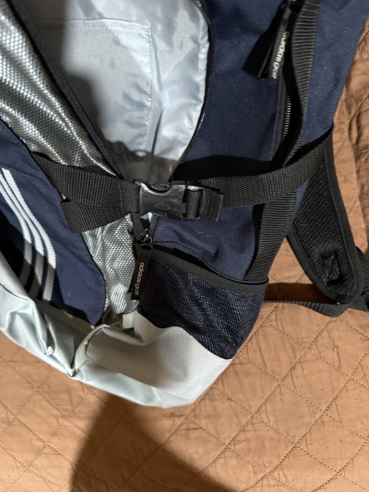 Adidas Golf Loadspring Backpack Navy Blue Gray Laptop Travel School Book Bag