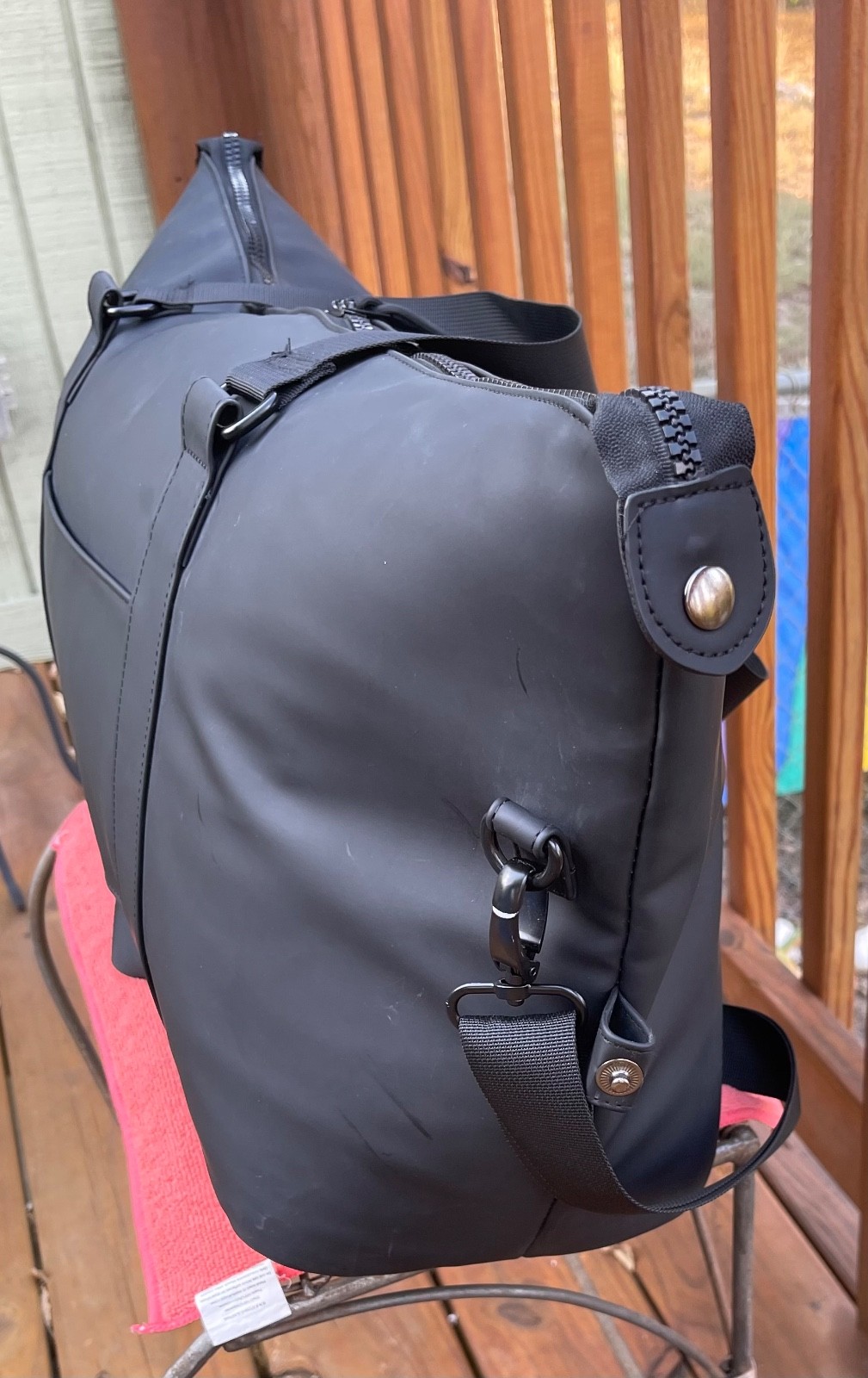 Duchamp London Duffle Bag With Strap & USB Cable in Black-$240